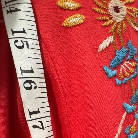 Johnny Was Embroidered Floral Heart Eyes Stars Pink Quarter Sleeves Boho Top XS - Picture 4 of 16